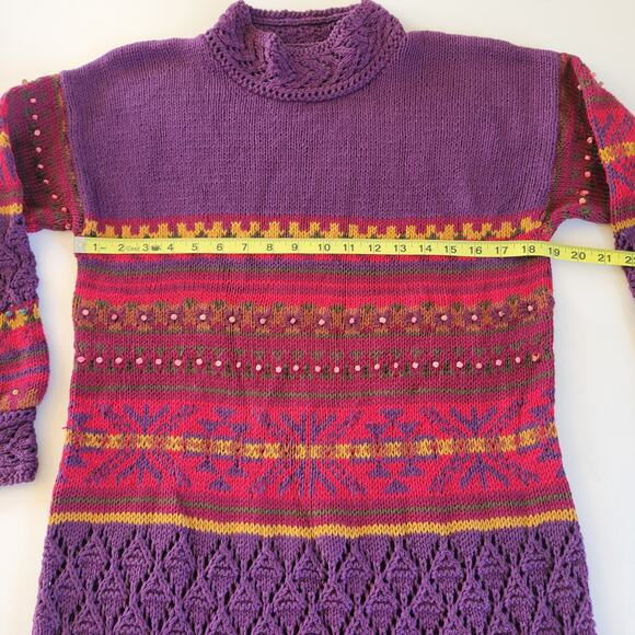Vintage Hand Knit for The Limited Beaded Sweater Tunic Dress Size Small/Medium - Picture 5 of 7